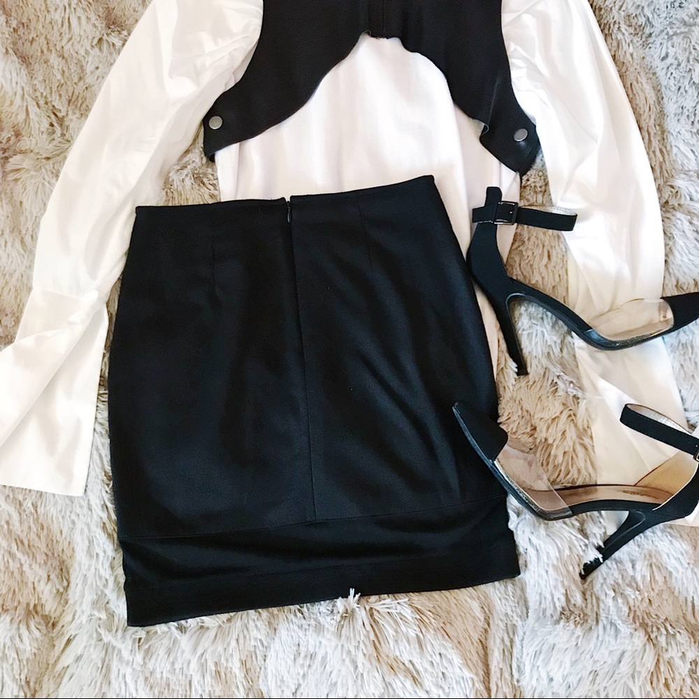 Black Mini Pencil Skirt w/ Mesh Strip - Picture 6 of 6